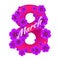 Greeting card with number eight consisting of flowers to 8 March holiday - International Women`s Day