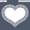 Greeting card with openwork border, paper doily under the cake, template for cutting in the form of heart, valentine card,