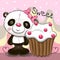 Greeting card Panda with cake