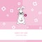 Greeting card. Rabbit pink