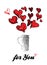 Greeting card with red hearts and lettering for you, vector, illustration