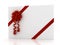 Greeting card with ribbon over white