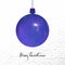 Greeting card with shine Christmas ball on paper background.
