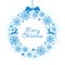 Greeting card with snowflakes. Festive wreath with snowflakes. Design Elements.