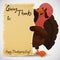 Greeting Card Template with Turkey for Thanksgiving Day Celebration, Vector Illustration