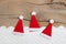 Greeting card of three Santa hat with crochet stri