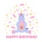 Greeting card with a unicorn for a Birthday.