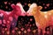 Greeting card on Valentine\\\'s Day with a couple of cows in love