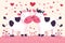 Greeting card on Valentine\\\'s Day with a couple of cows in love