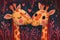 Greeting card on Valentine\\\'s Day with a couple of giraffes in love