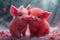 Greeting card on Valentine\\\'s Day with a couple of pigs in love