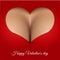 Greeting card. Valentine`s Day. realistic woman breast