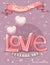 Greeting card for Valentine\'s Day with the word love and balloon