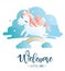 Greeting card with `Welcome little one` inscription