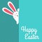 Greeting card with with white Easter rabbit. Funny bunny. Easter Bunny.