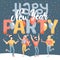 Greeting card winter Holidays Party. Merry Christmas and Happy New Year Website with People Characters. Company of young friends