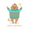 Greeting Christmas card cat in sweater vector