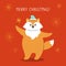 Greeting Christmas card fox with sparkler