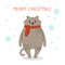 Greeting Christmas card gray cat kitten vector