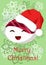 Greeting Christmas illustration with the image of funny onigiri