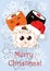 Greeting Christmas illustration with the image of sushi