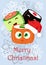 Greeting Christmas illustration with the sushi