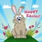 Greeting easter card with bunny