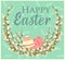 Greeting Easter card with willow twigs and eggs. Vector illustration