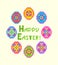 Greeting Easter embroidery with Happy Easter lettering and colorful eggs