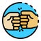 Greeting with fists icon color outline vector