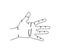 Greeting gesture one line art. Continuous line drawing of gesture, palm, greeting gesture, left hand.