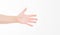 Greeting hand. Caucasian arm. Mock up. Copy space. Template. Blank.