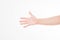 Greeting hand. Caucasian arm. Mock up. Copy space. Template. Blank.