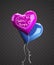Greeting inscription on a pink heart-shaped balloon. Vector holiday illustration on a transparent background.