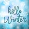 Greeting inspirational banner with knitted text `Hello winter`