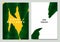 Greeting/invitation card template design, green Asplenium nidus, Bird`s Nest Fern on yellow