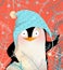Greeting Penguin Celebrating Christmas or New Year