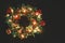 Greeting Season concept.Christmas wreath with decorative light o