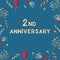 Greeting vector card with text 2 anniversary