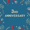Greeting vector card with text 3rd anniversary