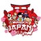 Greeting welcome to japan with cute style cartoon