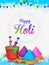 Greetings and banner template background for Festival of Colors, Happy Holi celebrated in India