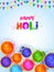 Greetings and banner template background for Festival of Colors, Happy Holi celebrated in India