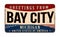 Greetings from Bay City vintage rusty metal sign