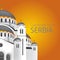 Greetings from Belgrade. Orthodox church Saint Sveti Sava Belgrade; Serbia, Hram Svetog Save - Beograd. Vector eps10