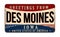 Greetings from Des Moines vintage rusty metal sign