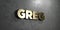 Greg - Gold sign mounted on glossy marble wall - 3D rendered royalty free stock illustration
