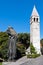 Gregory of Nin statue and bell tower in Split - Dalmacia, Croatia.