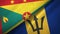 Grenada and Barbados two flags textile cloth, fabric texture