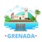 Grenada country design template Flat cartoon style